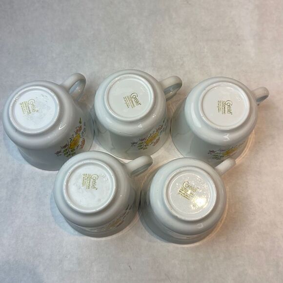 Vtg Corelle Corning Spring Bloom Meadow Coffee Cups Set 5 Tea Flowers 8 oz - Picture 6 of 8